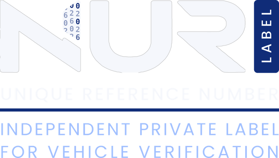 NUR Label — Unique Reference Number. Independent private label for vehicle verification.