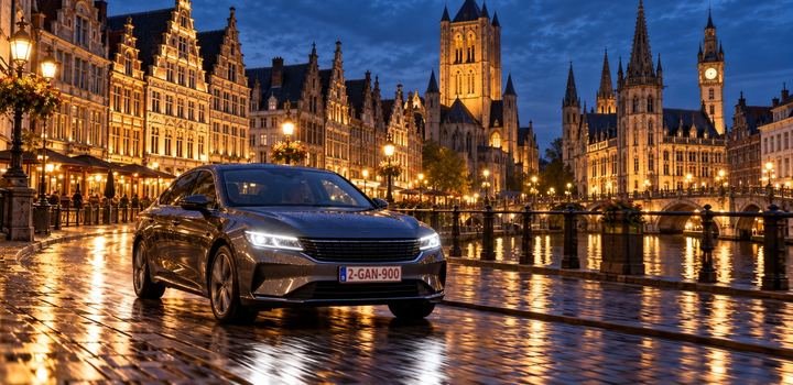 Véhicules à Gand, de nuit