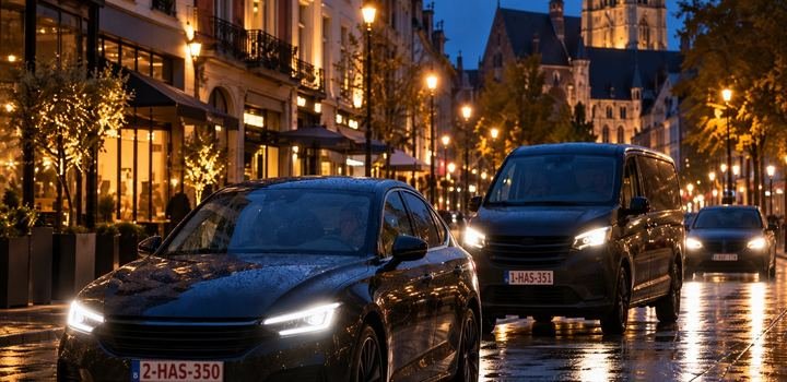 Véhicules à Hasselt, de nuit