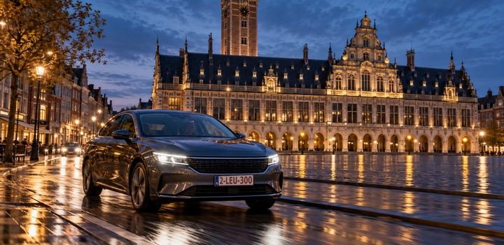 Véhicules à Louvain, de nuit
